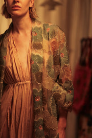 FLO SEQUINED EMBROIDERED SHORT KIMONO BLUE