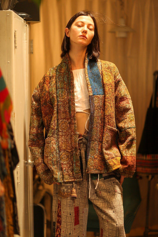 ARTISAN KANTHA KIMONO RIAA - sustainably made MOMO NEW YORK sustainable clothing, Coat slow fashion