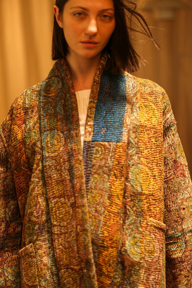 ARTISAN KANTHA KIMONO RIAA - sustainably made MOMO NEW YORK sustainable clothing, Coat slow fashion