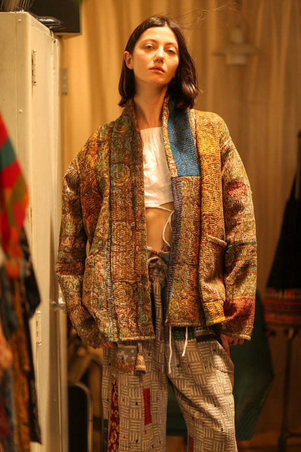 ARTISAN KANTHA KIMONO RIAA - sustainably made MOMO NEW YORK sustainable clothing, Coat slow fashion