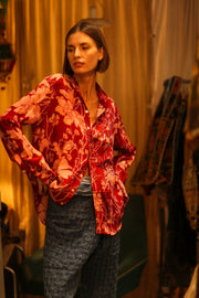 BOYFRIEND BILLIE RED JUNGLE - sustainably made MOMO NEW YORK sustainable clothing, boyfrend shirt slow fashion