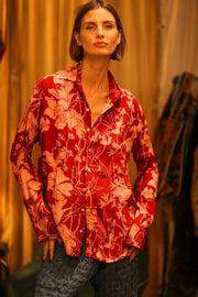 BOYFRIEND BILLIE RED JUNGLE - sustainably made MOMO NEW YORK sustainable clothing, boyfrend shirt slow fashion