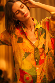 BOYFRIEND BILLIE SILK BUNNY - sustainably made MOMO NEW YORK sustainable clothing, boyfrend shirt slow fashion