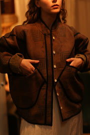 BROWN KANTHA JACKET FRANCESCA - sustainably made MOMO NEW YORK sustainable clothing, coatandjacket slow fashion