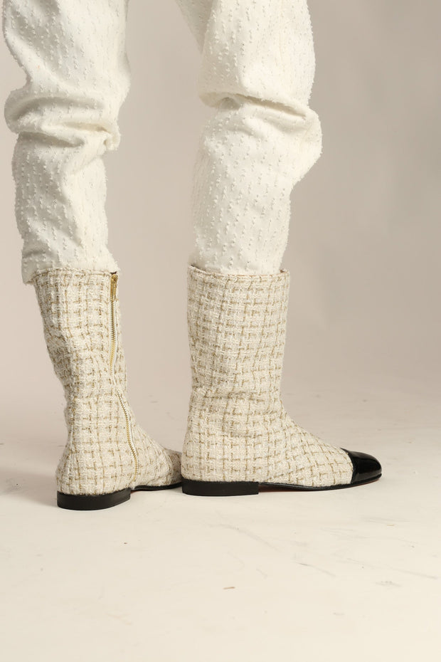 CHANEL CREAM BOOTS - sustainably made MOMO NEW YORK sustainable clothing, ankle boots slow fashion