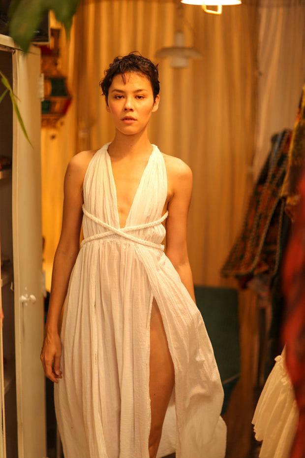 COTTON DRESS DAISY - sustainably made MOMO NEW YORK sustainable clothing, dresskaftan slow fashion