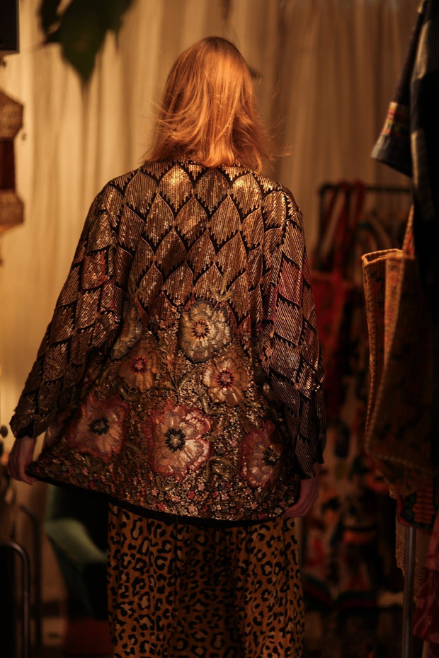 DIANA EMBELLISHED KIMONO - sustainably made MOMO NEW YORK sustainable clothing, embellished slow fashion