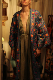 DUMA ARTISAN MADE EMBROIDERED KIMONO PINK 2 - sustainably made MOMO NEW YORK sustainable clothing, Coat slow fashion