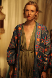 DUMA ARTISAN MADE EMBROIDERED KIMONO PINK 2 - sustainably made MOMO NEW YORK sustainable clothing, Coat slow fashion