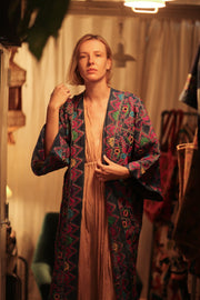 DUMA ARTISAN MADE EMBROIDERED KIMONO ZIGZAG - sustainably made MOMO NEW YORK sustainable clothing, Coat slow fashion