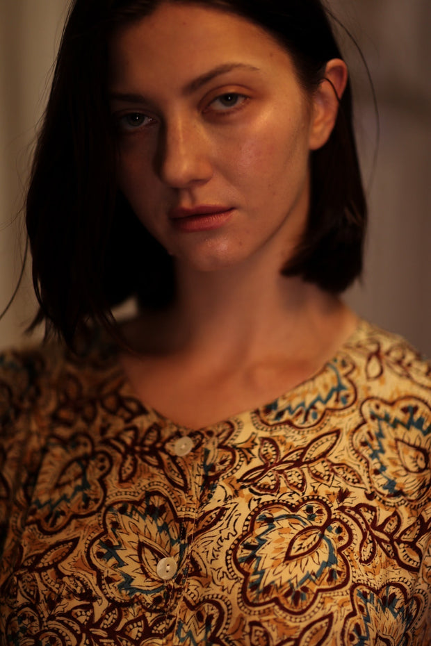 EDITH SILK DRESS DECO - sustainably made MOMO NEW YORK sustainable clothing, Boho Chic Dress slow fashion