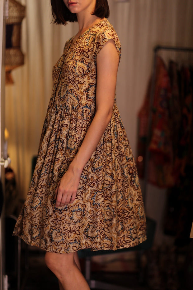 EDITH SILK DRESS DECO - sustainably made MOMO NEW YORK sustainable clothing, Boho Chic Dress slow fashion