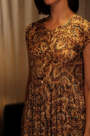 EDITH SILK DRESS DECO - sustainably made MOMO NEW YORK sustainable clothing, Boho Chic Dress slow fashion