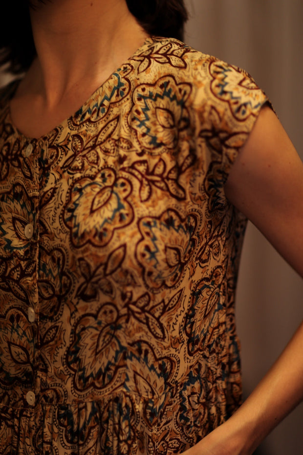 EDITH SILK DRESS DECO - sustainably made MOMO NEW YORK sustainable clothing, Boho Chic Dress slow fashion