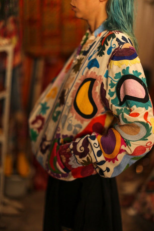 EMBROIDERED BOMBER JACKET CLARA - sustainably made MOMO NEW YORK sustainable clothing, bestseller slow fashion