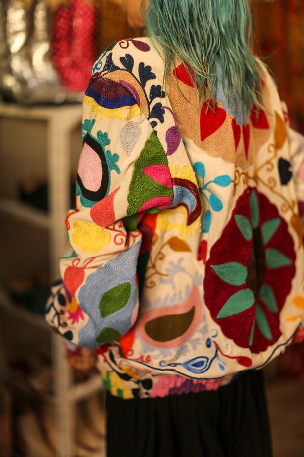 EMBROIDERED BOMBER JACKET CLARA - sustainably made MOMO NEW YORK sustainable clothing, bestseller slow fashion