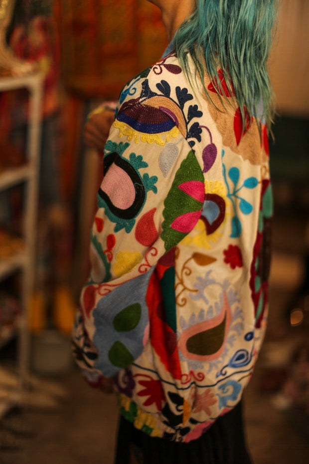 EMBROIDERED BOMBER JACKET CLARA - sustainably made MOMO NEW YORK sustainable clothing, bestseller slow fashion