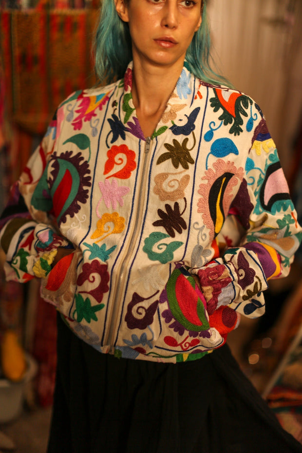 EMBROIDERED BOMBER JACKET CLARA - sustainably made MOMO NEW YORK sustainable clothing, bestseller slow fashion