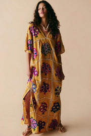 EMBROIDERED KAFTAN JOSIN - sustainably made MOMO NEW YORK sustainable clothing, bestseller slow fashion