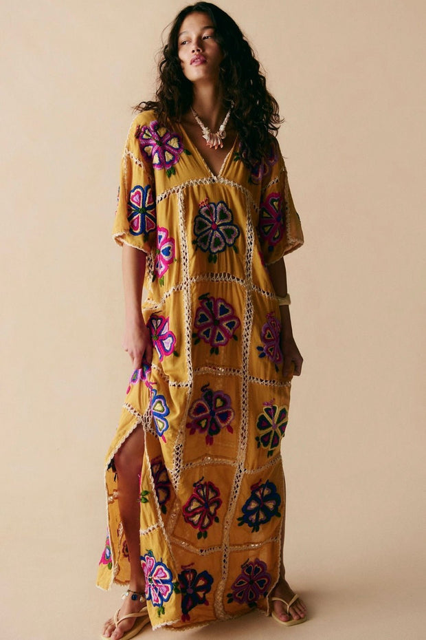 EMBROIDERED KAFTAN JOSIN - sustainably made MOMO NEW YORK sustainable clothing, bestseller slow fashion