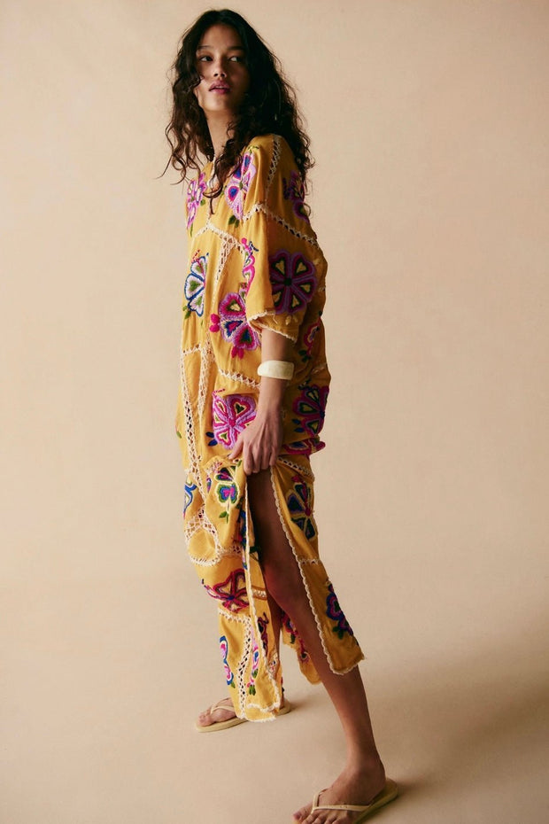 EMBROIDERED KAFTAN JOSIN - sustainably made MOMO NEW YORK sustainable clothing, bestseller slow fashion