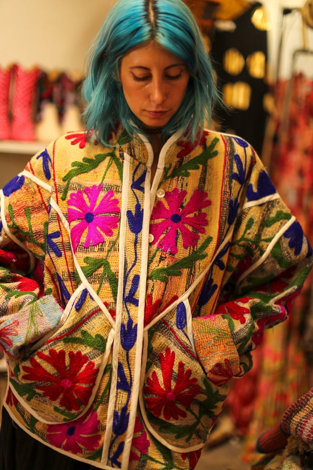 EMBROIDERED KANTHA JACKET AYLIN - sustainably made MOMO NEW YORK sustainable clothing, bestseller slow fashion