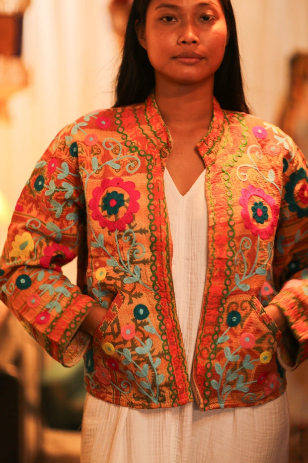 EMBROIDERED KANTHA JACKET TOKYO EDIT - sustainably made MOMO NEW YORK sustainable clothing, bestseller slow fashion