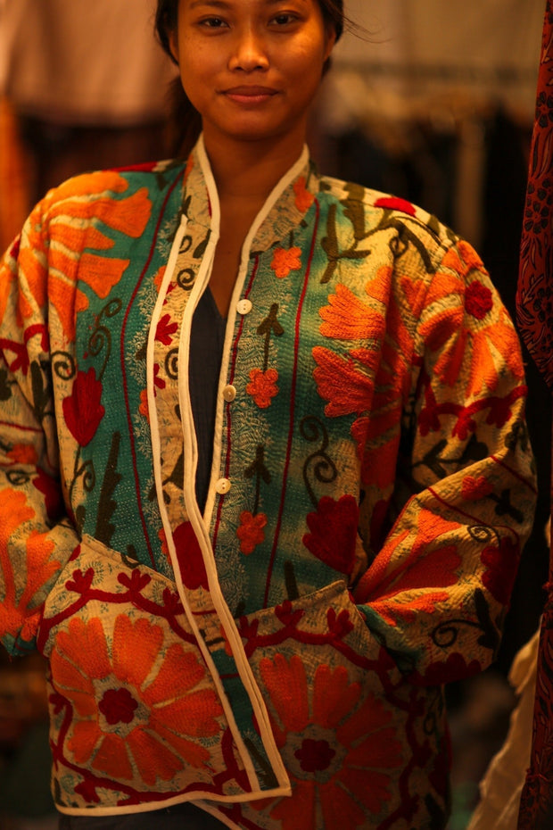 EMBROIDERED KANTHA JACKET VINCE - sustainably made MOMO NEW YORK sustainable clothing, bestseller slow fashion