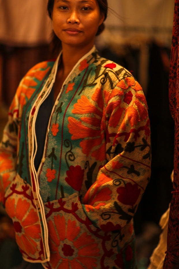 EMBROIDERED KANTHA JACKET VINCE - sustainably made MOMO NEW YORK sustainable clothing, bestseller slow fashion