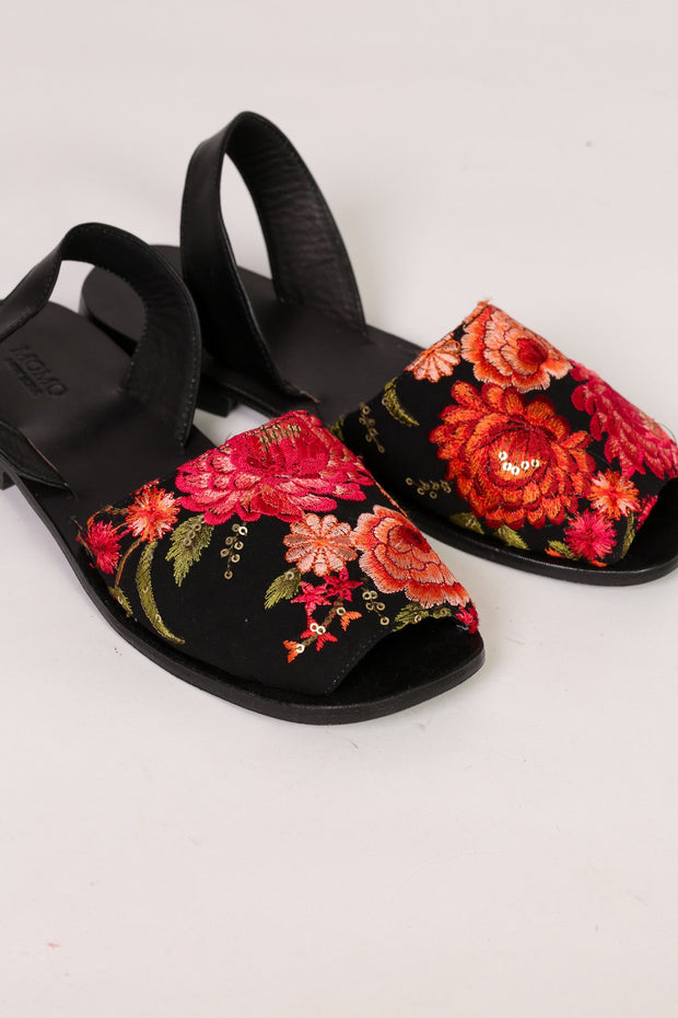 EMBROIDERED SILK SANDALS FRIDU - sustainably made MOMO NEW YORK sustainable clothing, sandals slow fashion