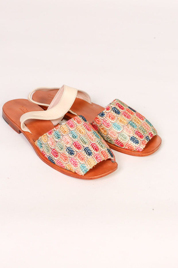 EMBROIDERED SILK SANDALS LISA - sustainably made MOMO NEW YORK sustainable clothing, sandals slow fashion