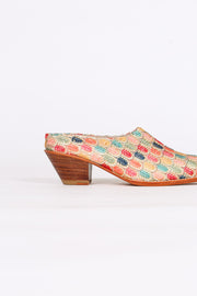 EMBROIDERED WESTERN HEEL MULES TAHIA - sustainably made MOMO NEW YORK sustainable clothing, mules slow fashion