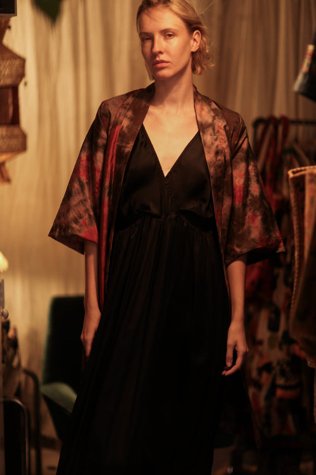 FIRE THAI SILK KIMONO - sustainably made MOMO NEW YORK sustainable clothing, handmade slow fashion