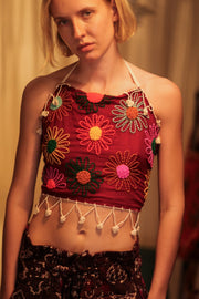 FLORA EMBROIDERED TOP - sustainably made MOMO NEW YORK sustainable clothing, Bohemian Lace Top slow fashion