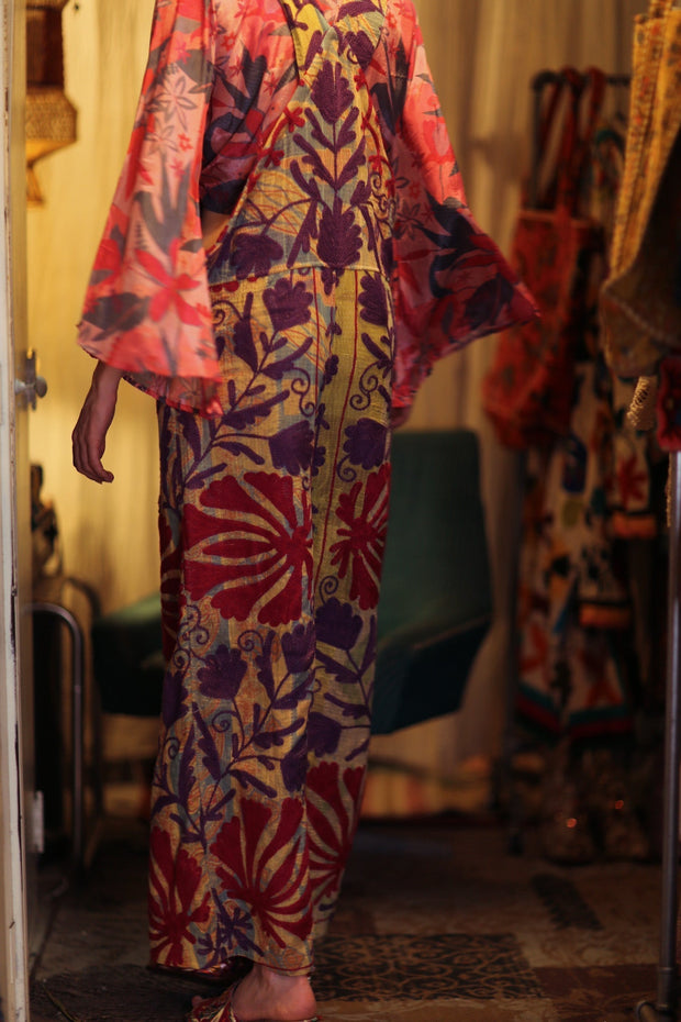 FREYA DUNGAREES EMBROIDERED FLOWERS - sustainably made MOMO NEW YORK sustainable clothing, embroidered slow fashion