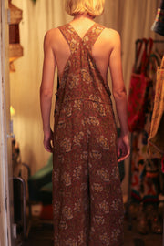 FREYA EMBROIDERED KANTHA BROWN FLORAL - sustainably made MOMO NEW YORK sustainable clothing, embroidered slow fashion