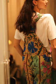 FREYA EMBROIDERED KANTHA JUMPSUIT GREENHOUSE - sustainably made MOMO NEW YORK sustainable clothing, embroidered slow fashion