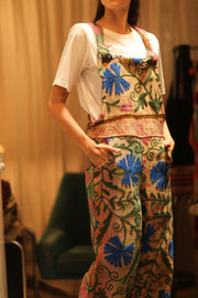 FREYA EMBROIDERED KANTHA JUMPSUIT GREENHOUSE - sustainably made MOMO NEW YORK sustainable clothing, embroidered slow fashion