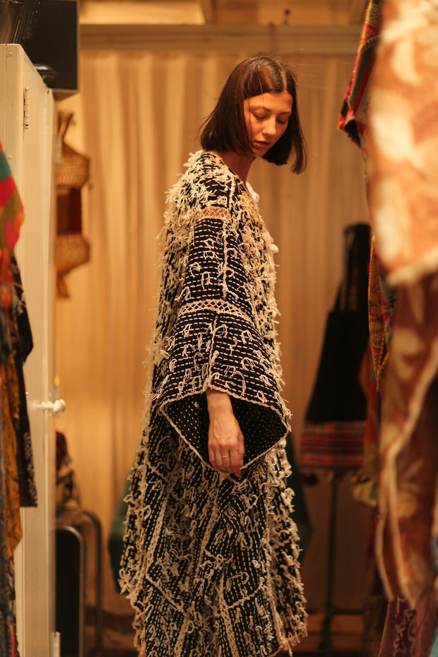 FRINGE KIMONO MATRIXA - sustainably made MOMO NEW YORK sustainable clothing, kimono slow fashion