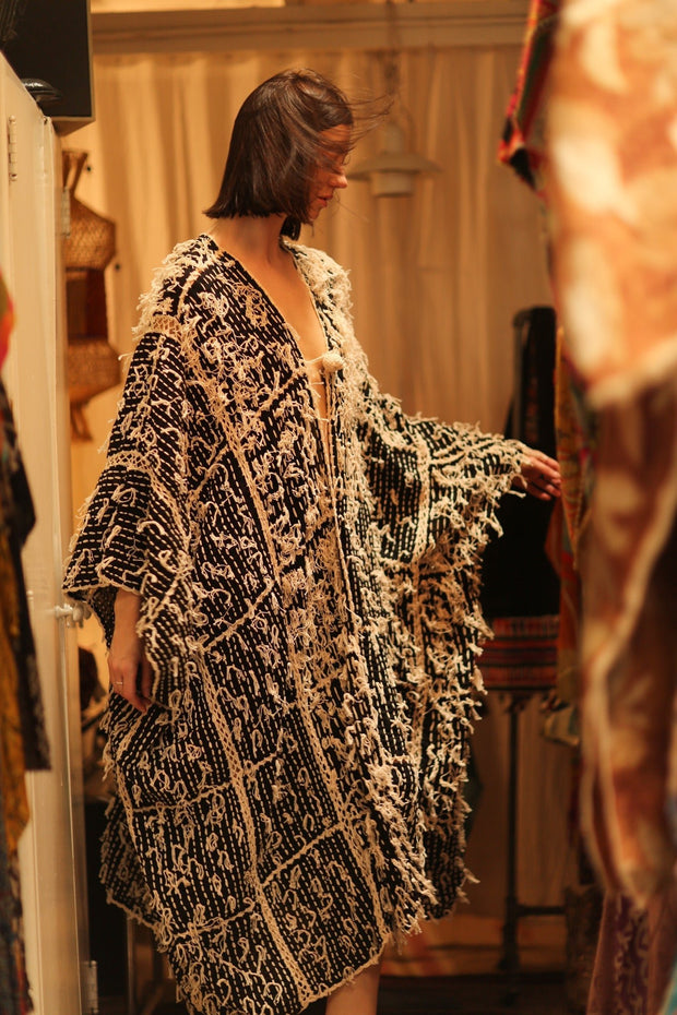 FRINGE KIMONO MATRIXA - sustainably made MOMO NEW YORK sustainable clothing, kimono slow fashion
