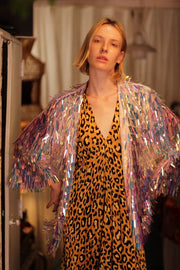 GLITTER SEQUINED SHORT KIMONO FRANKA UNICORN - sustainably made MOMO NEW YORK sustainable clothing, embellished slow fashion