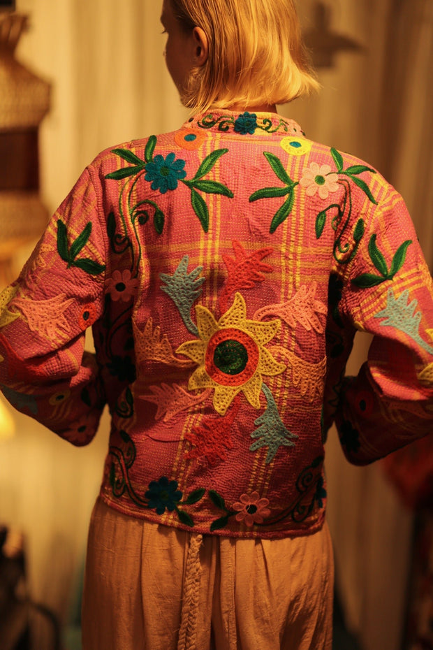 JACKET INGRID SUNFLOWER EMBROIDERED - sustainably made MOMO NEW YORK sustainable clothing, coatandjacket slow fashion