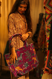 KALI VELVET BAG FUCHSIA SAFARI L - sustainably made MOMO NEW YORK sustainable clothing, bag slow fashion