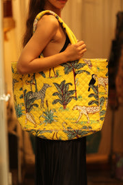 KALI VELVET BAG YELLOW CHEETAH L - sustainably made MOMO NEW YORK sustainable clothing, bag slow fashion