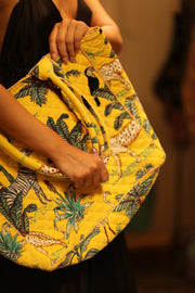 KALI VELVET BAG YELLOW CHEETAH L - sustainably made MOMO NEW YORK sustainable clothing, bag slow fashion