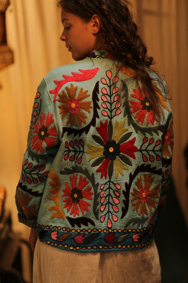 KANTHA EMBROIDERED JACKET ANTONA - sustainably made MOMO NEW YORK sustainable clothing, coatandjacket slow fashion