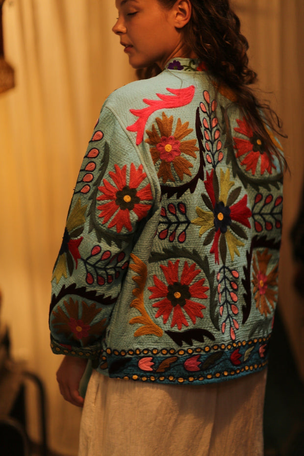 KANTHA EMBROIDERED JACKET ANTONA - sustainably made MOMO NEW YORK sustainable clothing, coatandjacket slow fashion