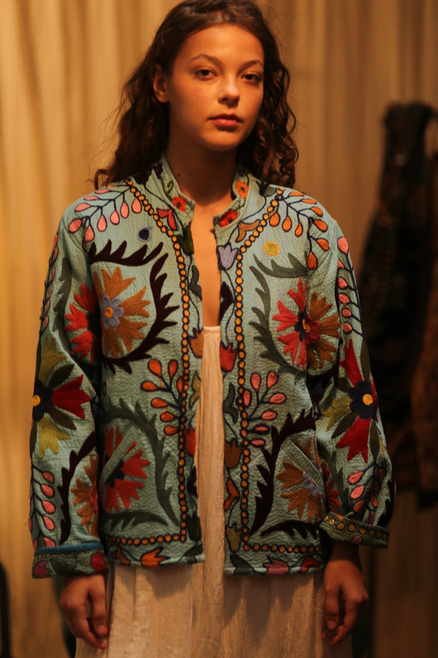 KANTHA EMBROIDERED JACKET ANTONA - sustainably made MOMO NEW YORK sustainable clothing, coatandjacket slow fashion