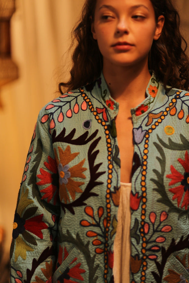 KANTHA EMBROIDERED JACKET ANTONA - sustainably made MOMO NEW YORK sustainable clothing, coatandjacket slow fashion