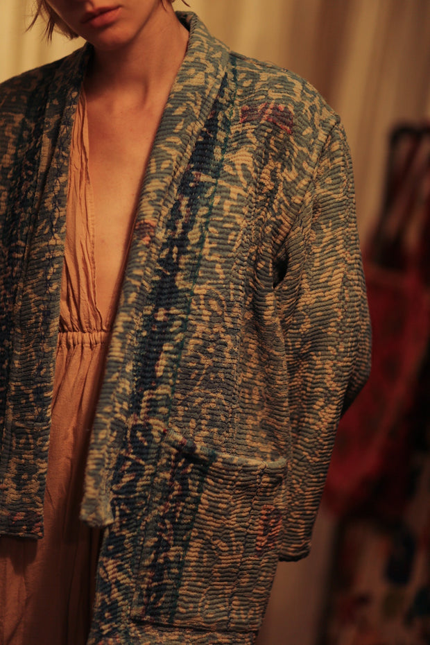 KANTHA EMBROIDERED KIMONO JACKET - sustainably made MOMO NEW YORK sustainable clothing, coatandjacket slow fashion